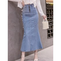 현모양처 G124512 앞지퍼데님롱스커트
