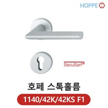 호페 모티스 손잡이 스톨홀름 1140/42K/42KS F1 SECUSAN 실버 알루미늄 항균 방문 손잡이 호텔 연회장 침실 인테리어 문고리, 욕실 동전키 타입, 42-50mm