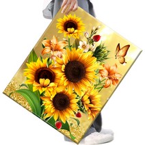 심스타 실십자수 도안 세트 꽃 풍경 큰 대형 명화 명작 패키지, 일반실 3 가닥 자수 160x65 cm 기