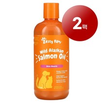 리암마켓 Zesty Paws 제스티 포우즈 강아지 고양이용 면역 건강한 피부 털 관리 보충제 천연 성분 오메가 연어 오일 473ml 1팩, 2팩
