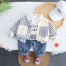 아짱 키즈남아 봄가을신상 티+남방+바지3종구성 블루반전남방3종세트