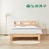 노송가구 편백나무원목 헤니 LED책꽂이 싱글 침대 NS-포레 탑 독립스프링 매트리스 편백깔판포함 슈퍼싱글.더블.퀸.킹 주문제작가능
