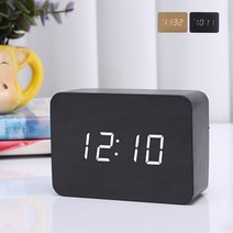 w-898-키밍 우드 LED 탁상시계 엔틱 인테리어시계 알람, 맑은울림 블랙
