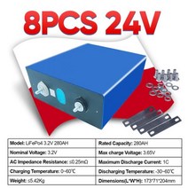 자동차 교체 대용량 태양 전지용 Lifepo4 프리즘 전지 EVE 280AH 12V 24V A 등급 배터리 6000 사이클 랜드 스톡 배터리, CHINA_8PCS EVE 280K