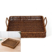 사각 라탄 트레이 30CM 월넛 라탄바스켓 과일바구니만들기