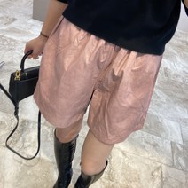 밴딩 인조 가죽 반바지 레더 숏 팬츠