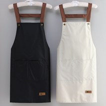 리빙공감 주방 카페 방수 앞치마 2P, 블랙+화이트