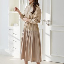 블링데이 봄신상 여성 데일리룩 주름 지퍼 아노락 허리끈 집업원피스