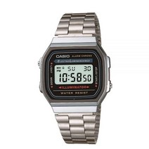 Casio 남성용 빈티지 전자 루미너선스 시계 (A168WA-1)