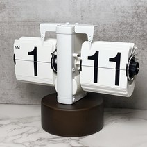 엠스퀘어 차라락 레트로 아날로그 감성 인테리어 플립시계 집들이선물 탁상시계, 화이트, 05. 우드 솔리드