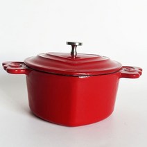 더치오븐 주물 삼각대 12cm 하트 모양의 붉은 네덜란드 작은 에나멜 주철 냄비 무쇠, 빨간색