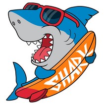 티셔츠 스티커 의류 열전사지 3D전사지]보드타는 블루상어 009, 1개