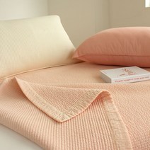 누안누안 퀸Q 킹K 60수 순면 피그먼트 워싱 목화솜 누빔 침대 패드, 핑크