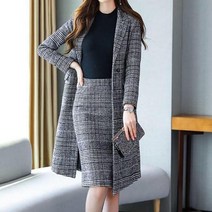 잇츠스타일 고급스러운 단아한 여성 정장 모직 스커트 자켓 투피스 세트
