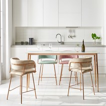 퍼니츠 오노레 벨벳 아일랜드 식탁의자 골드 홈바의자 4colors, 블루