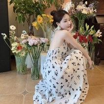 홀터넥 꽃무늬 쉬폰 원피스 청순한 패미닌룩 LOVELY 비치 드레스 바캉스 허니문