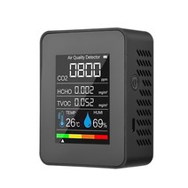 포름알데히드측정기 감지기 테스터 모니터 ndir co2 센서 미터 반도체 co2 공기 품질 monitorx hcho tvoc 온도 습도, 반도체 블랙