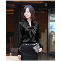 노들쇼핑 명품 세스 리본 새틴 블랙 블라우스