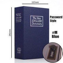 열쇠보관함 학생 선물 사전 mini safe box book hidden secret key lock coin bank card jewelery private diary JX, 중국, 비밀번호 블루엠
