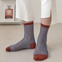 [보슈아]K 여성양말 글로시반짝이양말 2족 택1 중목양말 국내산