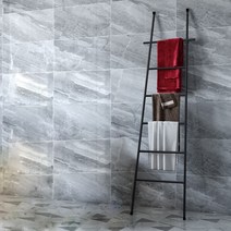 북유럽 스탠드 욕실 사다리 고급 철제 수건걸이, 블랙(검정), 1개