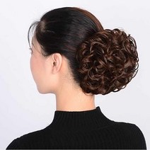 하이유니 롤 빵 왕 똥머리 밴드 붙임 올림 머리 헤어 피스 셀프 부분 가발, 라이트브라운