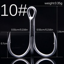낚시 갈고리 두꺼운 고음 후크 강한 당겨 고 탄소강 라운드 접힌 트리플 후크, 10