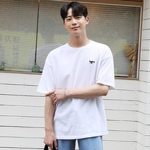 붐스타일 웨일 자수 세미 오버핏 반팔티