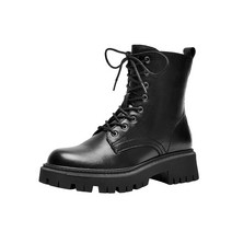 BeauToday 발목 부츠 여성 플랫폼 암소 가죽 라운드 발가락 레이스 업 지퍼 클로저 가을 겨울 신발 두꺼운 단독 수제 04420