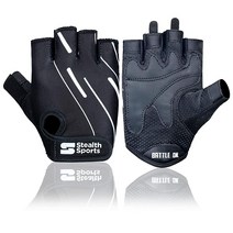 Stealth Sports 운동 장갑 - 남성 및 여성용 전문 역도 미끄럼 방지 그리퍼가 있는 폼 패딩 사이클링 헬스장 피트니스 트레이닝을 위한 통기성 리프팅 (블랙 L), Black_Large