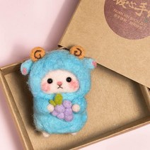 인형옷만들기패키지키트세트 반려견인형제작 반려견양모인형 양모고슴도치 강아지양모인형 양모인형, 다이 블루 쉽 바아 - 선물 상자