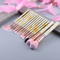 메이크업브러쉬 Fld 5 15pcs 브러쉬 도구 코스메틱 세트 뷰티 파우더 파운데이션 섀도우 브로우 팬 블러셔 블렌딩 브러쉬 키트 미니브러쉬, 15psc 노란색, 협력사