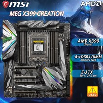 소켓 TR4 마더 보드 AMD x399 MSI MEG X399 CREATIONAMD 칩셋 8xDDR4 128GB PCIe 3.0 3xM.2 8 sata III E-ATX