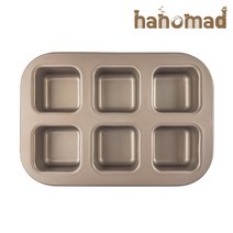 hanomad 미니큐브팬 미니사각몰드 브라우니 식빵틀 6구 [미니오븐 입문자]