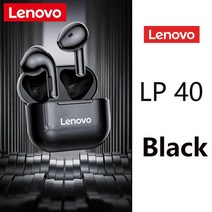 레노버 LP40 블루투스 이어폰 무선 컨트롤 터치 헤드폰 스포츠용 긴 대기 마이크 휴대폰용, 03 Black