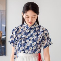 다래원 생활한복 저고리 반팔 모네의 정원 네이비