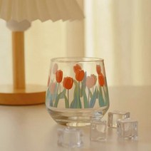 레트로 튤립유리컵 홈카페 빈티지 디저트잔, L