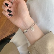YAPOGI 스털링 실버 행운 팔찌 여성 한국어 스타일 간단한 기질 쿨 스타일 학생 복고풍 성격 모든 일치 인터넷 연예인 여자 친구