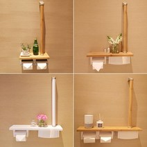 화장실 인테리어 휴지걸이 2롤 원목 우드 벽부착, 단일사이즈, E