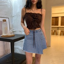 랩 데님 미니스커트 숏 팬츠 청 치마바지 언발란스 연청 반바지