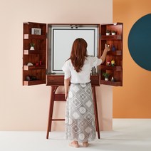 ﻿메디슨 원목 LED 조명 수납 화장대