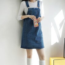 즈본 여자 청 멜빵스커트 멜빵치마 데님스커트
