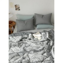 아망떼 욜로 깅엄체크 고밀도 순면 사계절 차렵이불 세트 SS/Q/K (5color)차렵이불