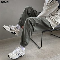 DFMEI 추동 기능 카고 팬츠 남성 빅사이즈 와이드 멋스러운 한국판 트렌드 코디 얇은 조거 캐주얼 팬츠