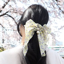 빅 포인트 진주 플라워 쉬폰 리본 자동핀 4Colors 예쁜 명품 헤어 집게 바나나 똑딱 옆머리 앞머리 올림머리 핀 어린이집 크리스마스 생일 선물