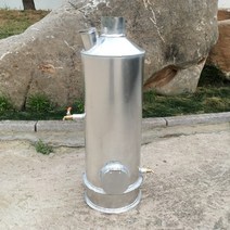 화로대 캠핑화로 미니화로 알루미늄 가정용 온수기 차 스토브 목재 스토브 야외 온수기 작은 보일러 비 전기 주전자 온수기 유물, 두꺼워진 더블 탭