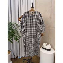 [여름신상 무배] 싱키 밑단 트임 체크 루즈핏 브이넥 롱 원피스