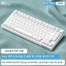 키보드공방 RKR75 맞춤형 기계식 키보드 무선 블루투스 3모드 가스켓 구조 75% 풀 키 플러그인 스틸 장착, A.안개비 축, A.공식 표준, C.✅R75 퓨어 화이트 RGB 라이트 풀 키 플러그인