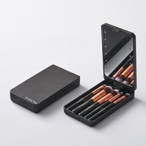 디하우트 휴대용 미니 메이크업 브러쉬세트 5종 여행용 화장 브러쉬+LED거울