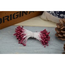 인조 꽃 더블 헤드 수술 진주 공예 케이크 장식 스크랩북 홈 웨딩 파티 300, 01 Wine red